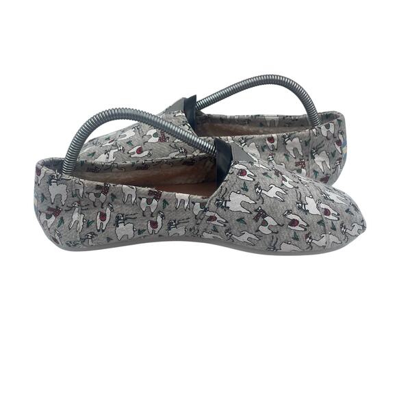 TOMS Venice Fleece Grey Fa La Llama Canvas Slip On Flats Shoes Loafers Womens 9 - Picture 6 of 9